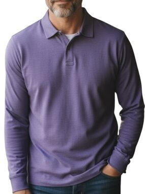 POLO RALPH LAUREN Long Sleeve Polo Slim Fit Shirt in Dark Lavender Size XL TALL